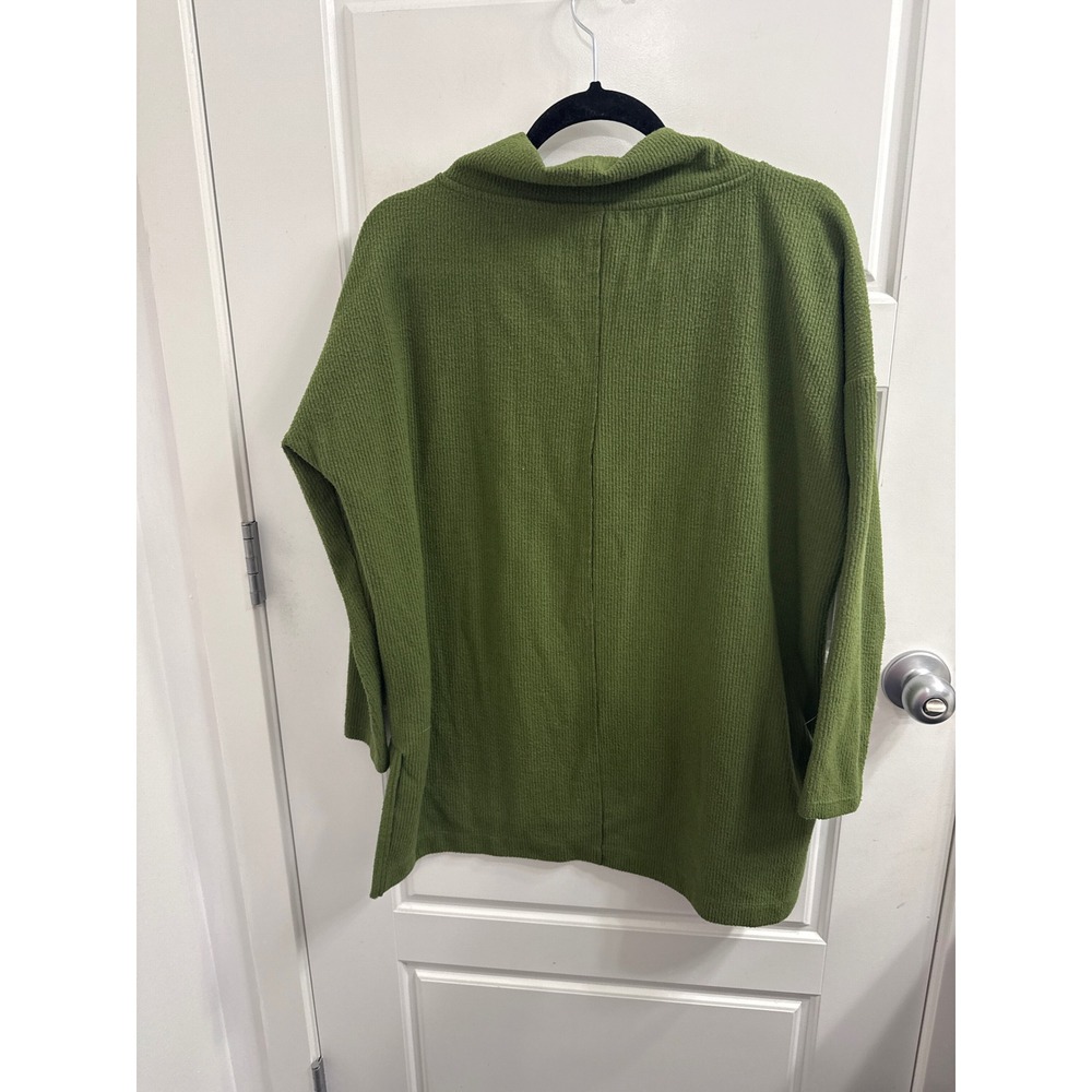 By Anthropologie Green Waffle Knit Cowl Neck‎ Tunic Sweater Womens Small Olive - Picture 3 of 4